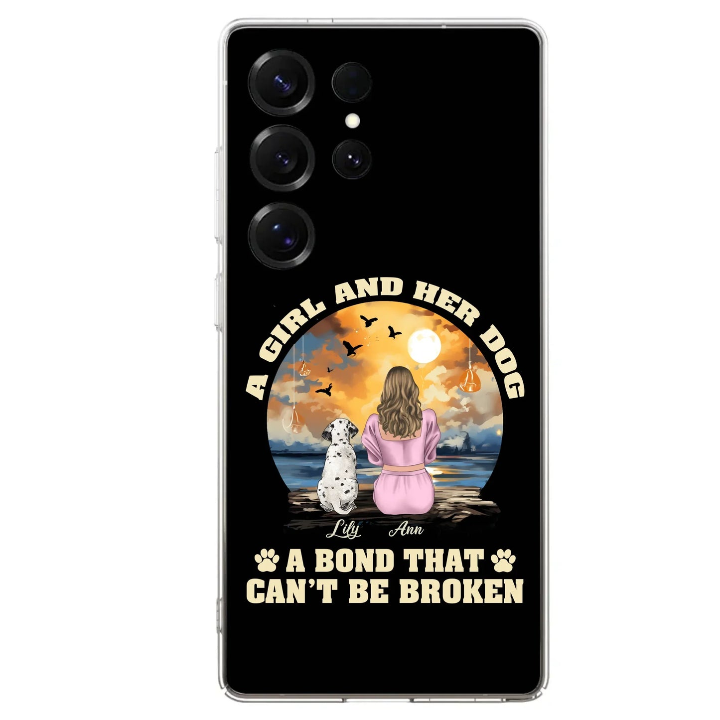 Custom Personalized Dog Mom Phone Case - Upto 4 Dogs - Gift Idea for Dog Owners - Case For iPhone/ Samsung - A Girl And Her Dog A Bond That Can't Be Broken