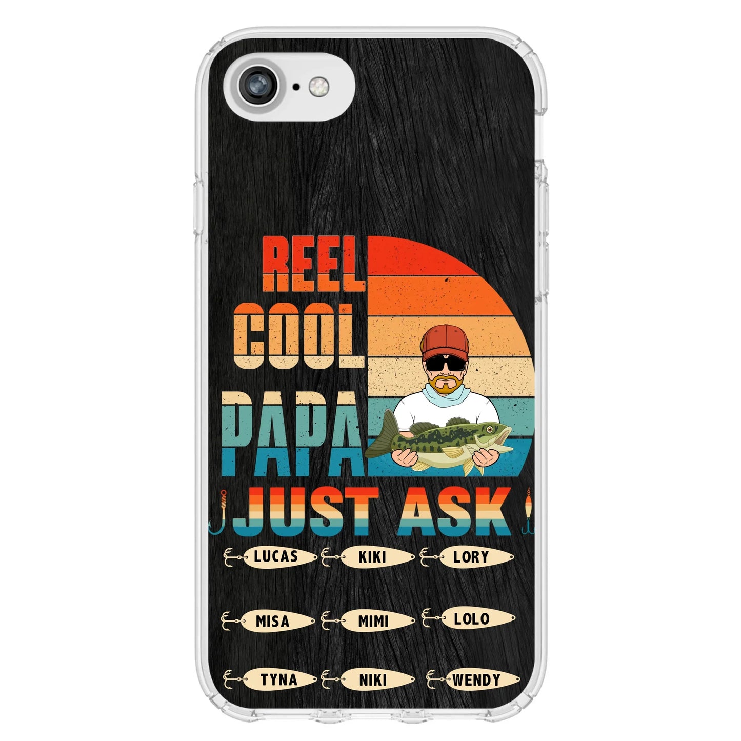 Custom Personalized Reel Cool Dad Phone Case - Gift Idea For Father's Day/Grandpa/Fishing Lovers - Upto 9 Kids - Reel Cool Papa Just Ask - Cases For iPhone/Samsung