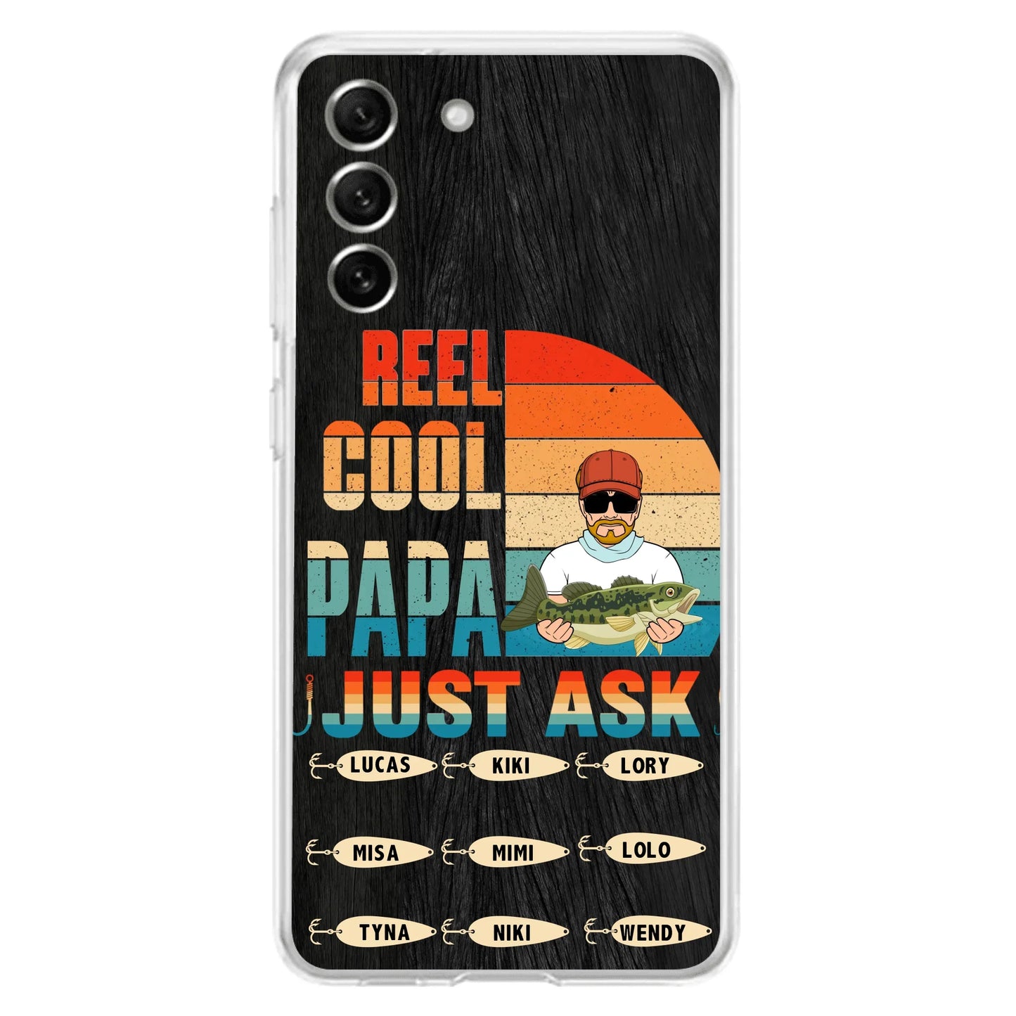 Custom Personalized Reel Cool Dad Phone Case - Gift Idea For Father's Day/Grandpa/Fishing Lovers - Upto 9 Kids - Reel Cool Papa Just Ask - Cases For iPhone/Samsung