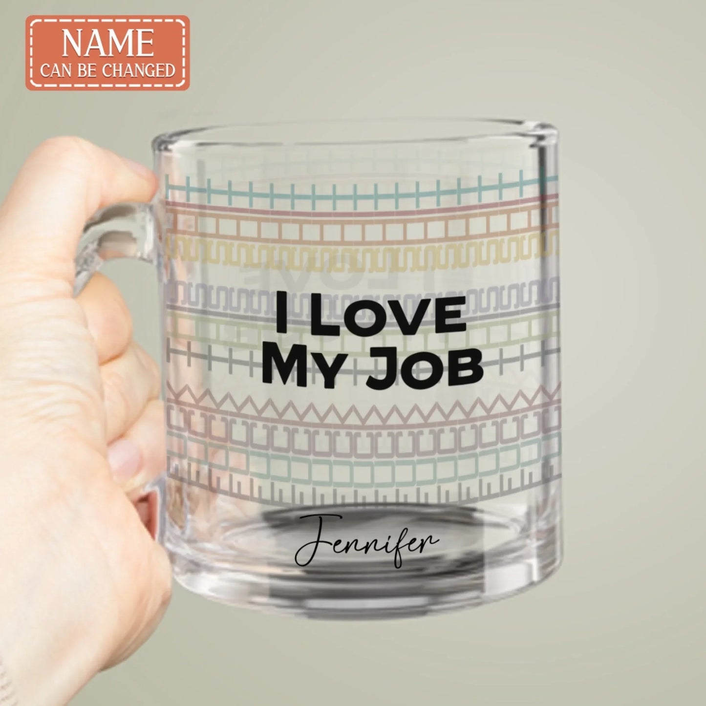 Custom Name F*ck This Sh*t Funny Hidden Message Office Glass Mug - Rude Glass Mug Gift - I Love My Job