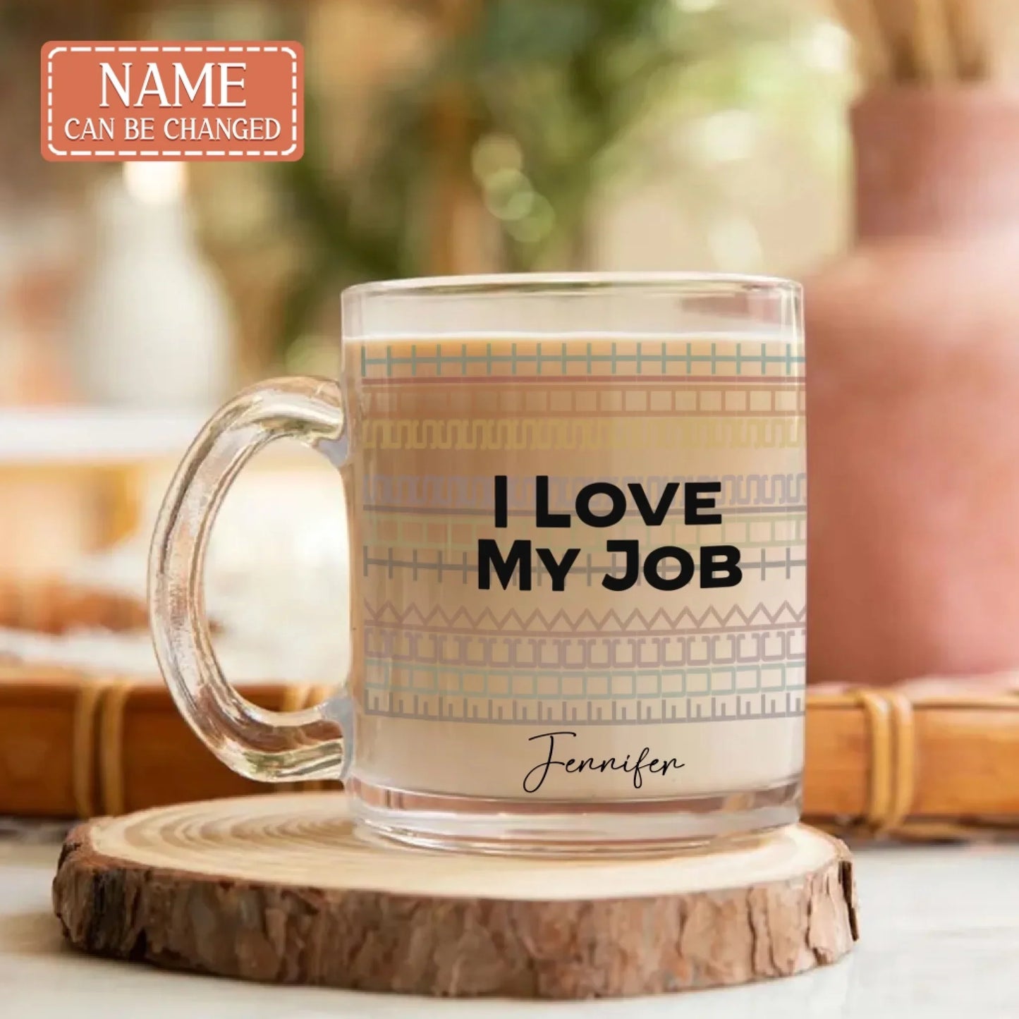 Custom Name F*ck This Sh*t Funny Hidden Message Office Glass Mug - Rude Glass Mug Gift - I Love My Job