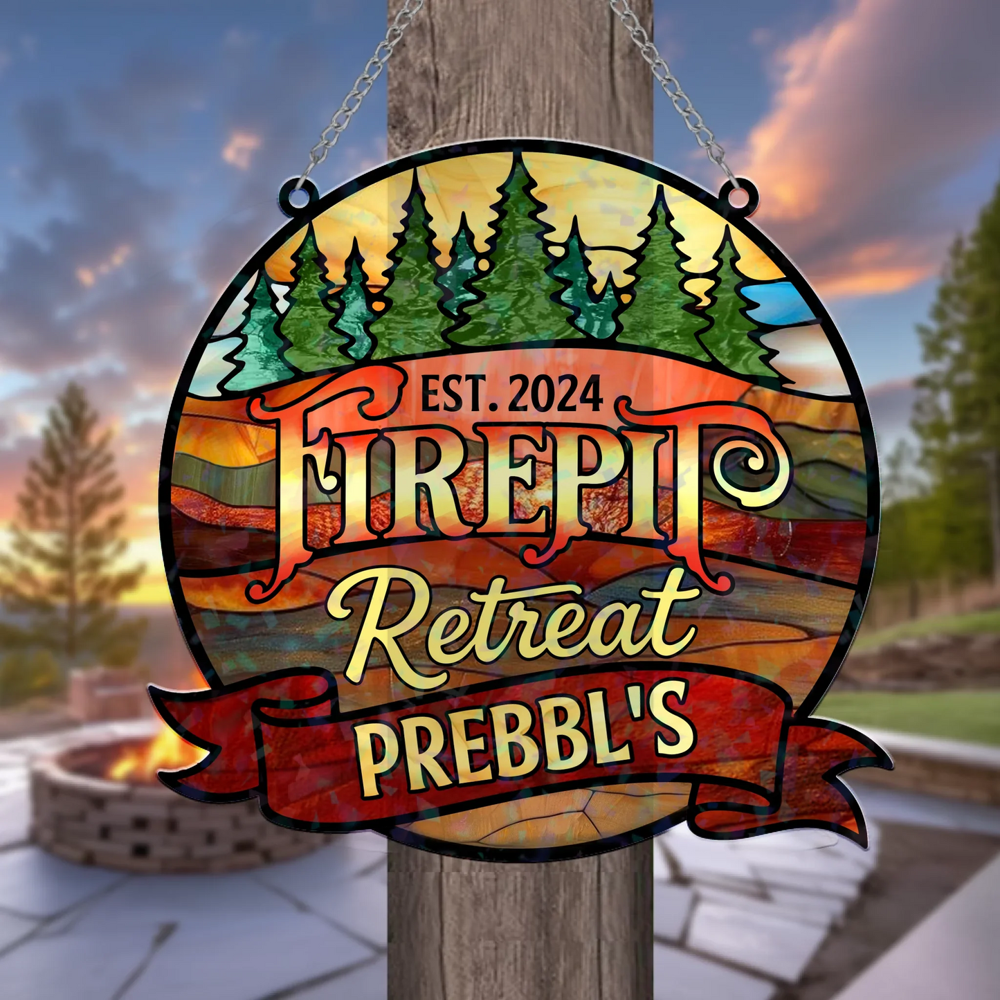Personalized Patio Acrylic Suncatcher - Summer Gift Idea - Firepit Retreat