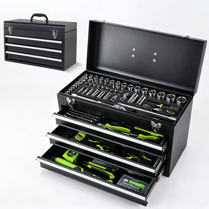 465-Piece Mechanics Tool Set with 3-Drawer Heavy Duty Metal Box Repair Tool Kit