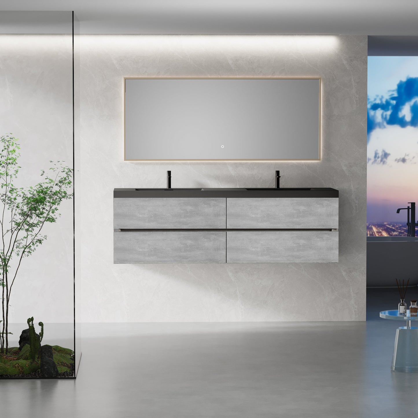 72" Floating Vanity with Sink, Modern Wall-Mounted Storage Cabinet