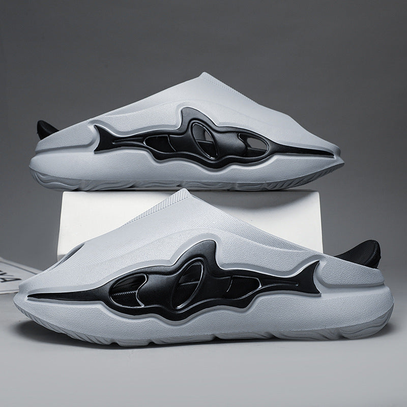 Sports-style Non-slip Deodorizing Thick-soled Shark Slippers For Home Use