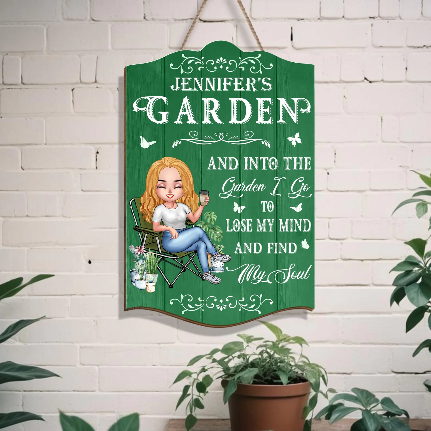 Custom Personalized Garden Wooden Sign - Gift Idea For Girl/ Gardening Lover