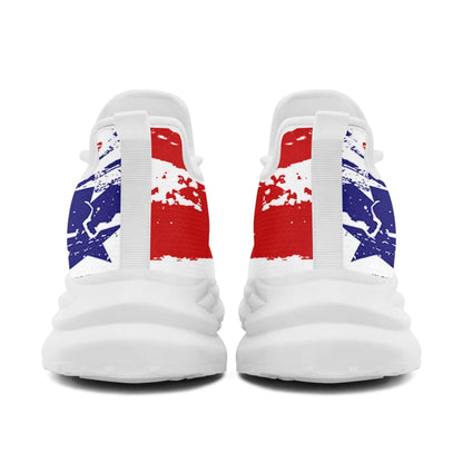 Personalized America Flag Print Sneakers, Custom Patriotic and Breathable Walking Shoes, Unisex Sports Shoes
