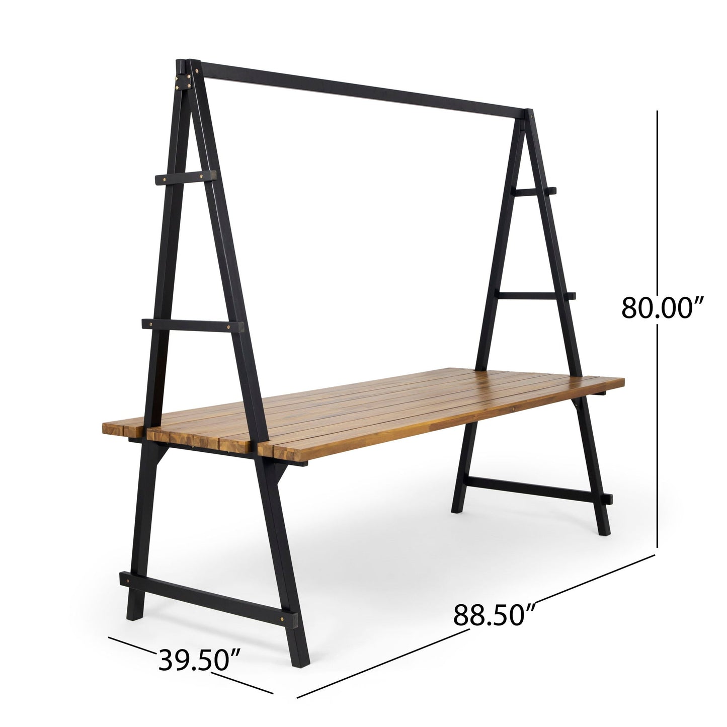 Huckleberry - Acacia Wood Outdoor Dining Table with Plant Hanger - Teak