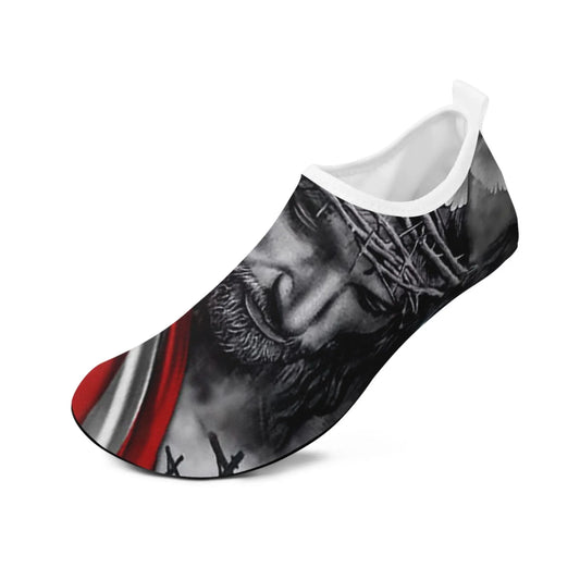 Personalized US Flag Print Water Shoes, Custom Patriotic Aqua Shoes, Best Gift for Independence Day