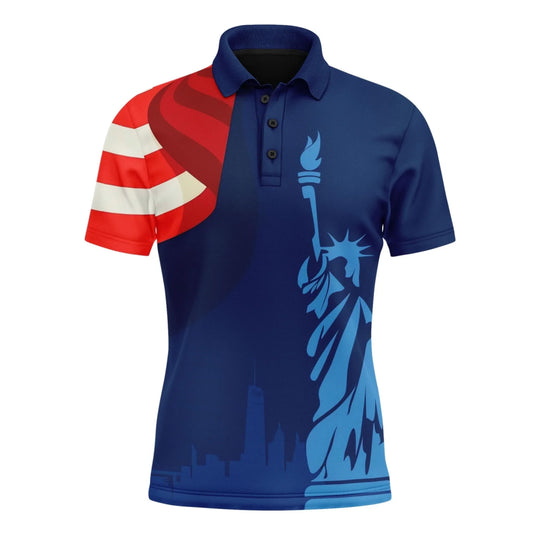 Personalized USA Pride Polo Shirt, Custom Red, White & Blue Patriotic and Breathable Shirt, Celebrate July 4th in Style