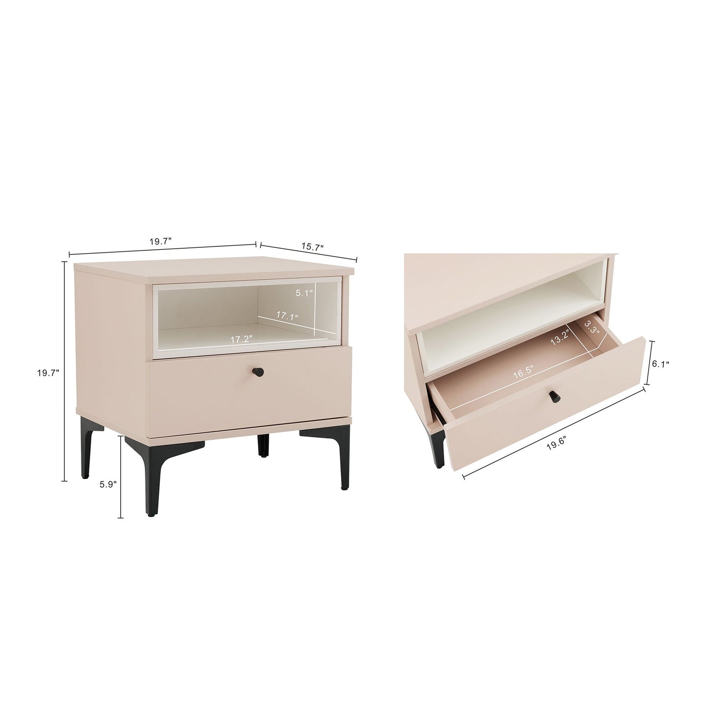 Amara - Nightstand With 1 Drawer