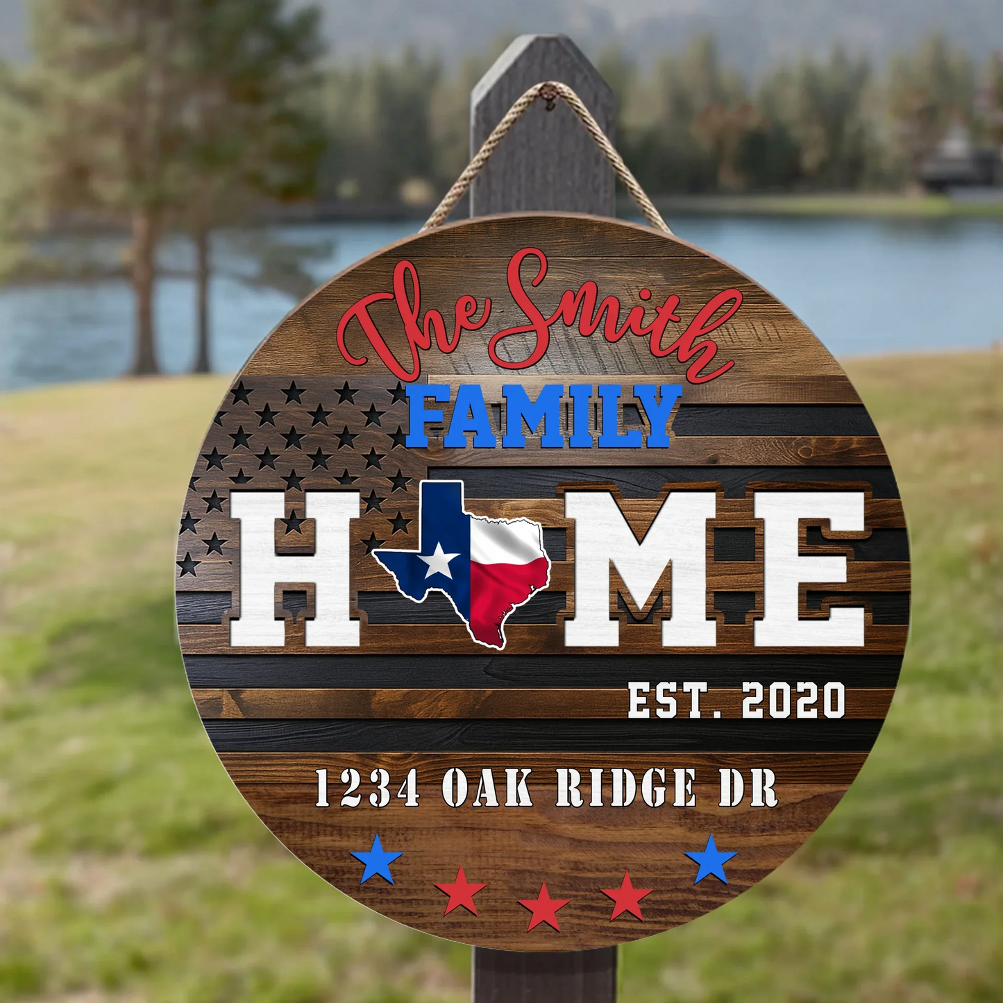 Personalized Family Patriot Wooden Sign - Gift Idea For Family