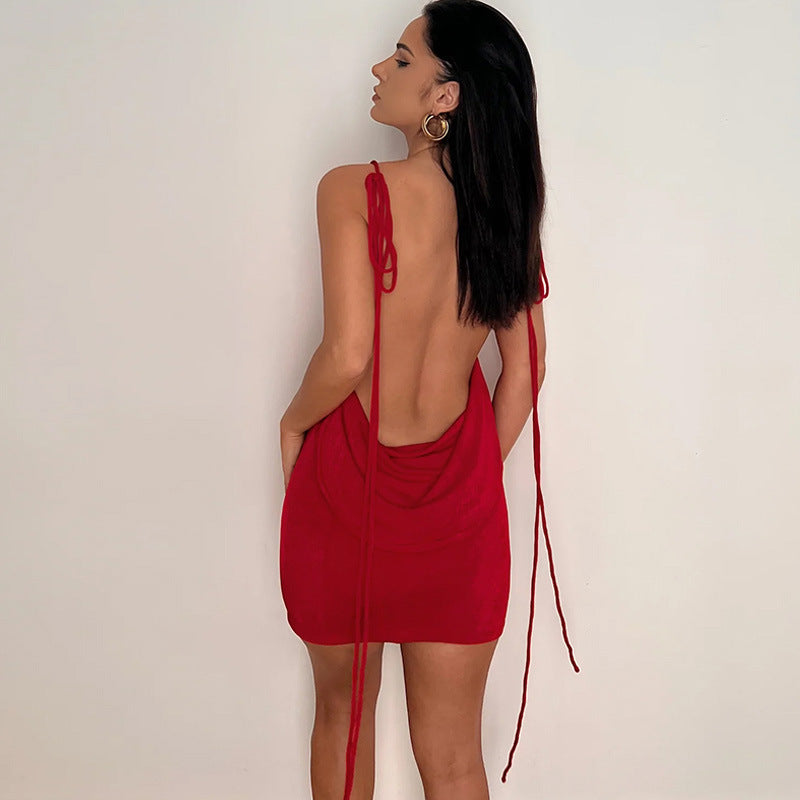 Women's Back Lace Fitting High Waist Dress