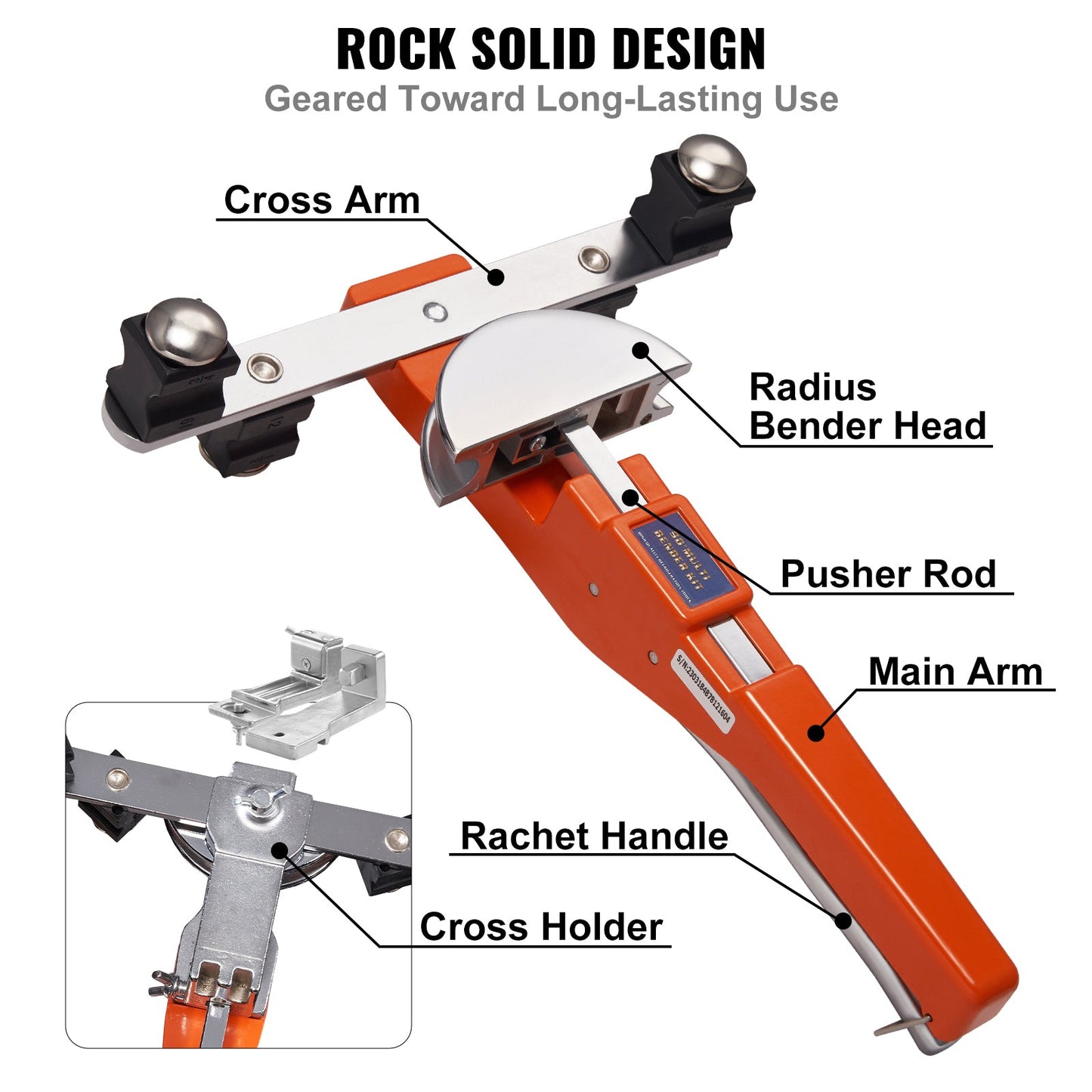 Pipe Tube Bender, 1/4"-7/8" O.D. Ratcheting Tubing Bender