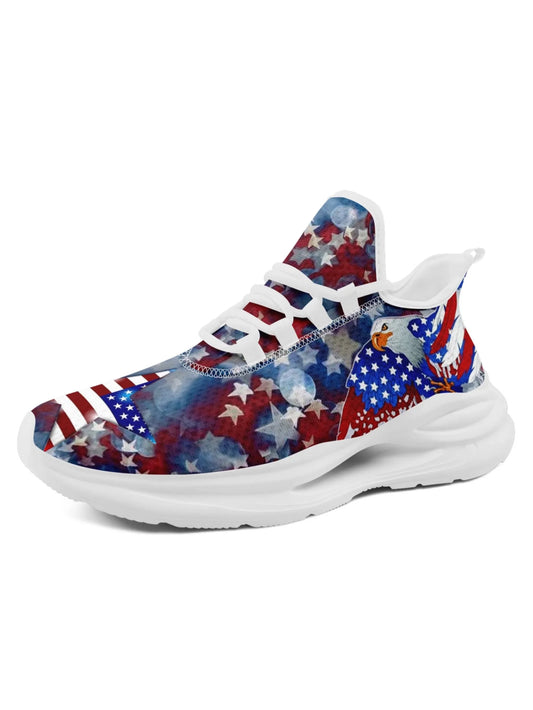 Personalized America Flag Sneakers, Custom Breathable and Pride Walking Shoes, Patriotic Sports Shoes