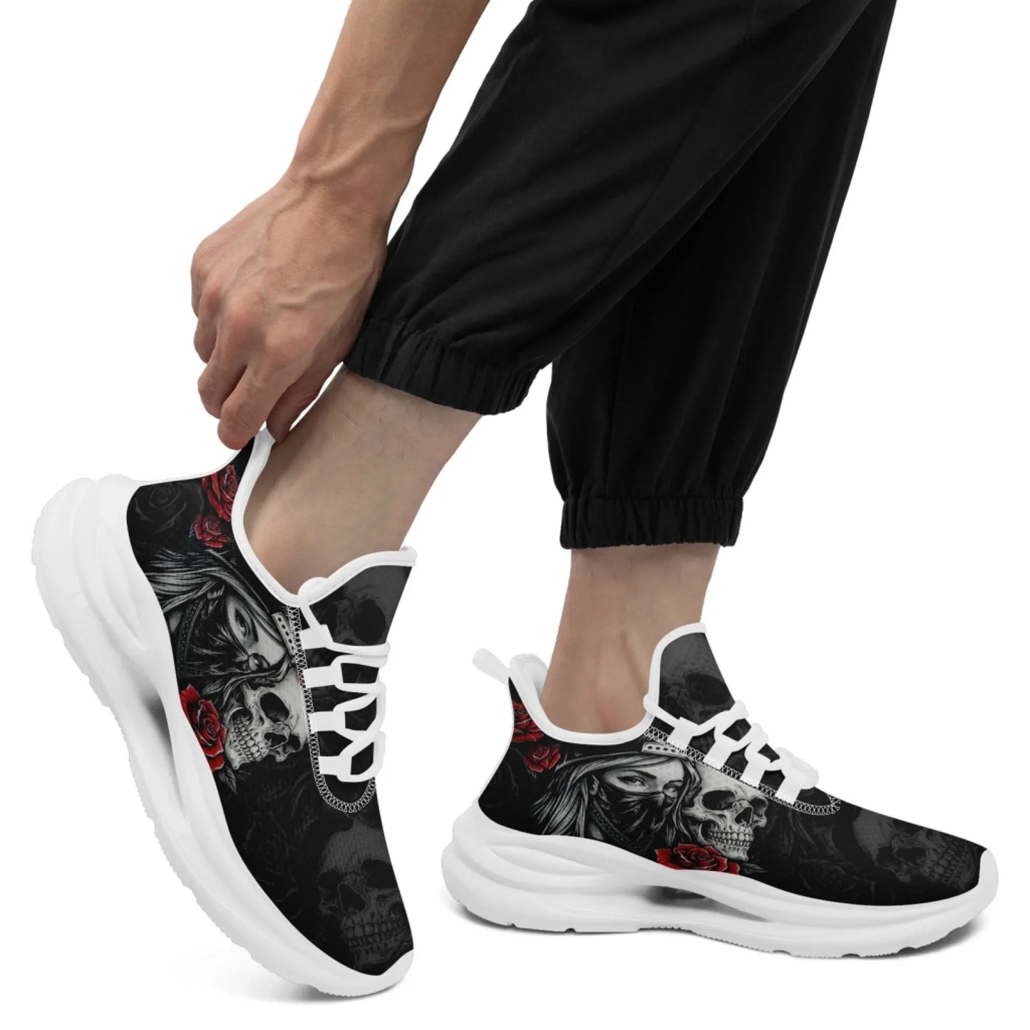 Personalized Skull Fashion Sneakers, Dark Soul Walking Shoes,Comfortable Gothic Street Style