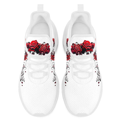 Personalized Flag with Skull Print Sneakers, Custom Breathable and Comfortable Lace Up Shoes