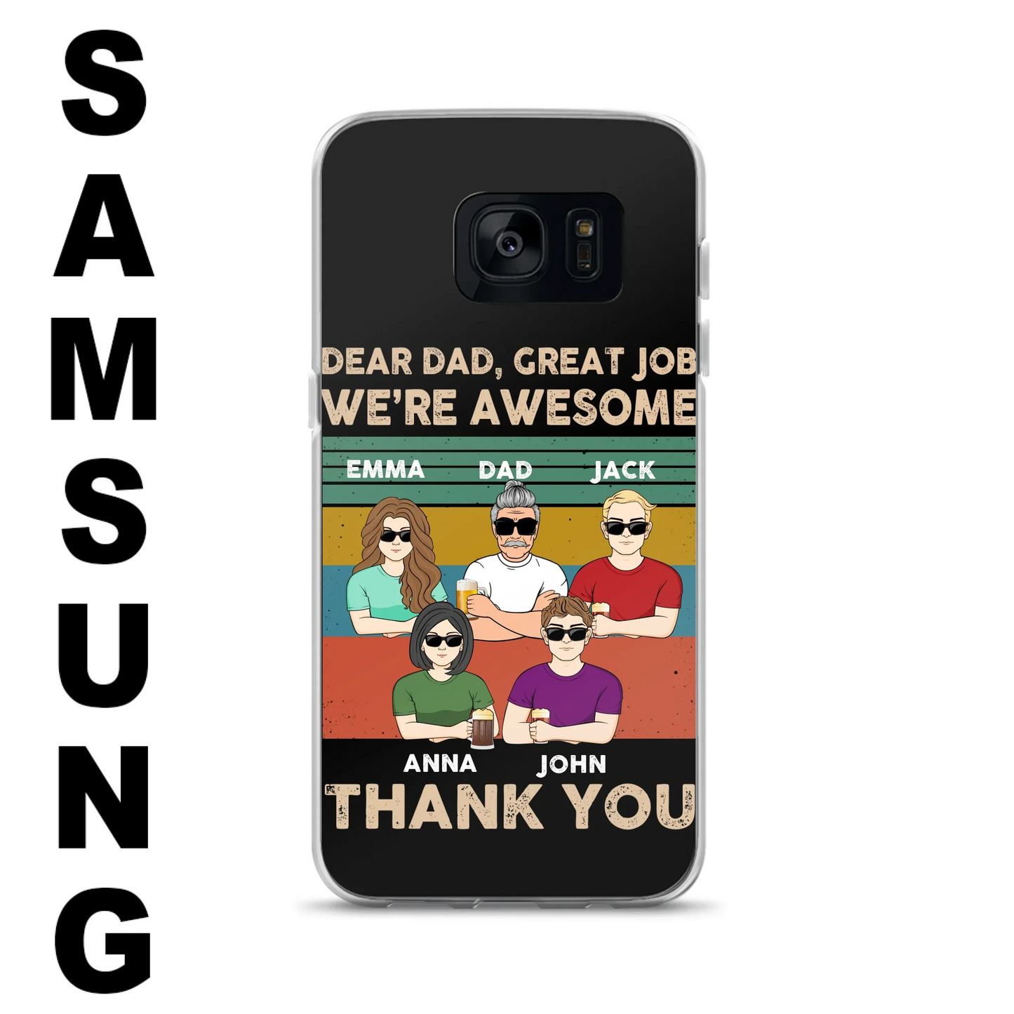 Custom Personalized Dear Mom/ Dad Phone Case For iPhone/ Samsung - Upto 5 People - Gift Idea For Mother's Day/ Father's Day - Dear Dad, Great Job We're Awesome Thank You