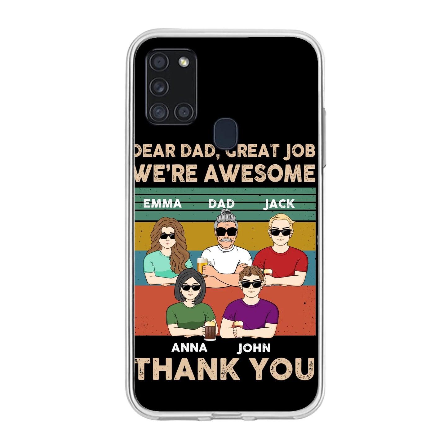 Custom Personalized Dear Mom/ Dad Phone Case For iPhone/ Samsung - Upto 5 People - Gift Idea For Mother's Day/ Father's Day - Dear Dad, Great Job We're Awesome Thank You