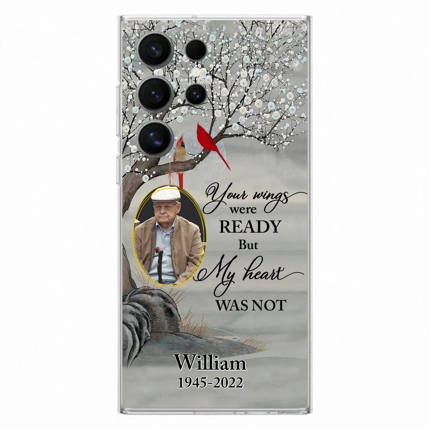 Custom Personalized Cardinal Memorial Phone Case for iPhone/ Samsung - Custom Photo - Your Wings Were Ready But My Heart Was Not
