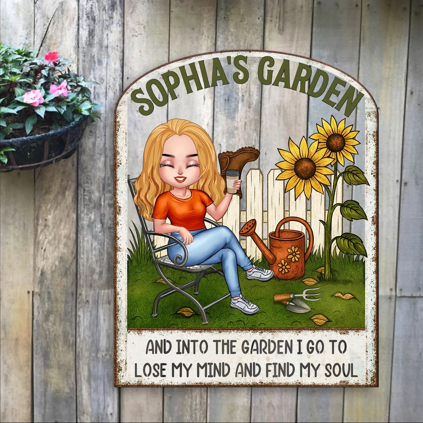 Personalized Garden Metal Sign - Gift Idea For Garden Lovers - And Into The Garden I Go To Lose My Mind And Find My Soul