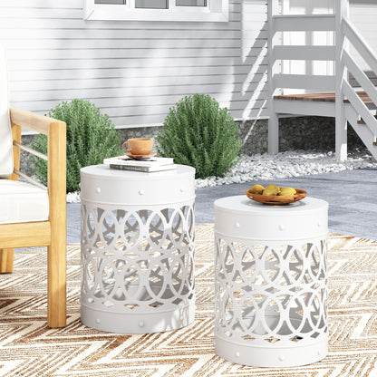 Outdoor Metal Side Table Set of 2