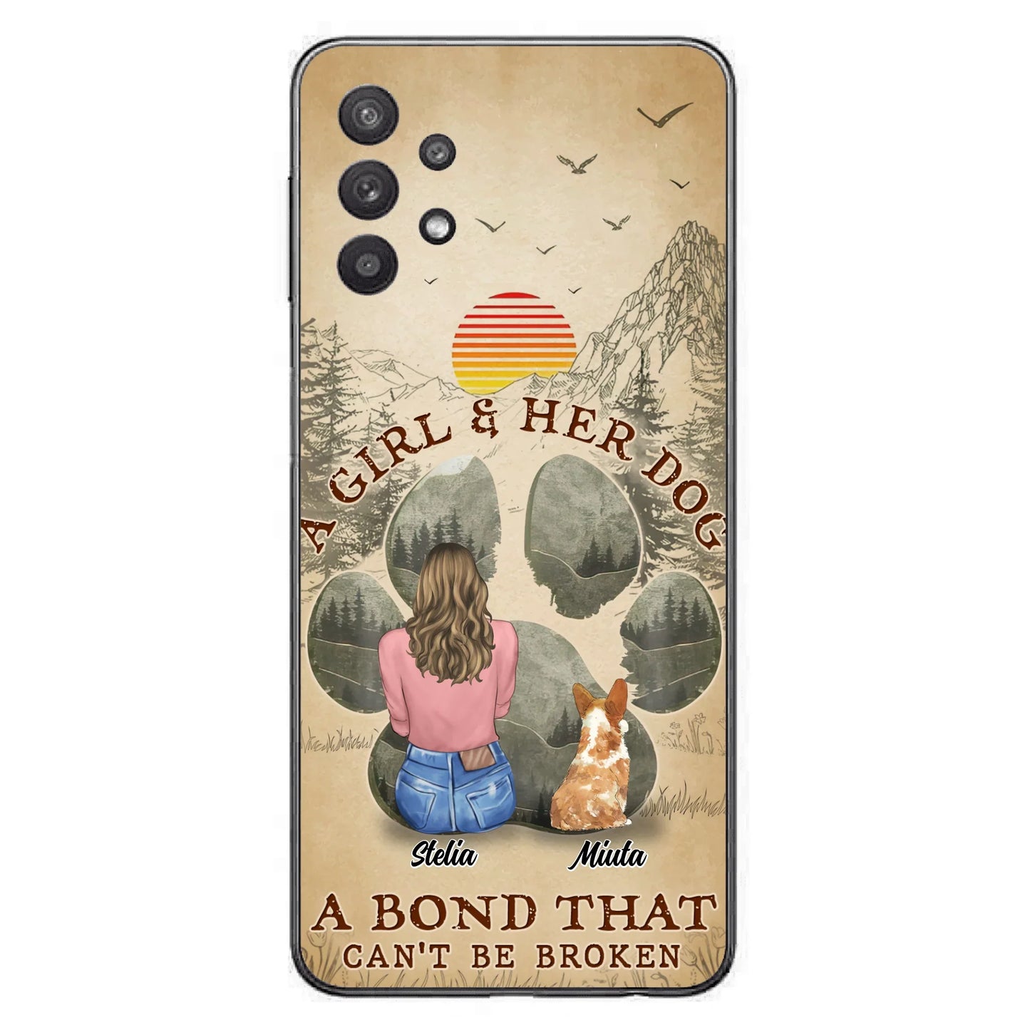 Custom Personalized Pet Mom Phone Case - Gifts For Pet Lovers With Upto 4 Pets - A Girl And Her Dog A Bond That Can't Be Broken - Case For iPhone & Samsung