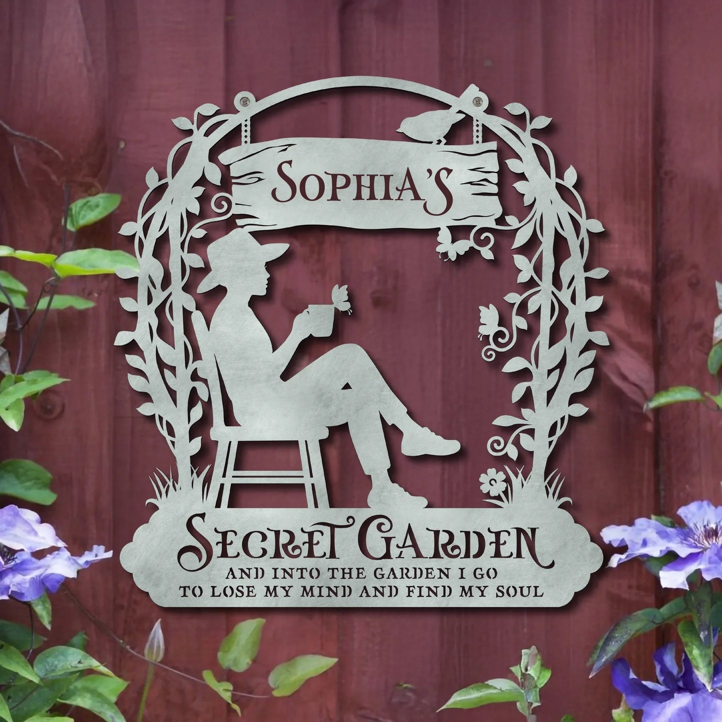 Personalized Secret Garden Metal Sign - Gift Idea For Garden Lovers - And Into The Garden I Go To Lose My Mind And Find My Soul