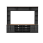 Wall Unit Entertainment Center With Bookshelves For TVs Up To 80", Tempered Glass Doors And Adjustable Shelves