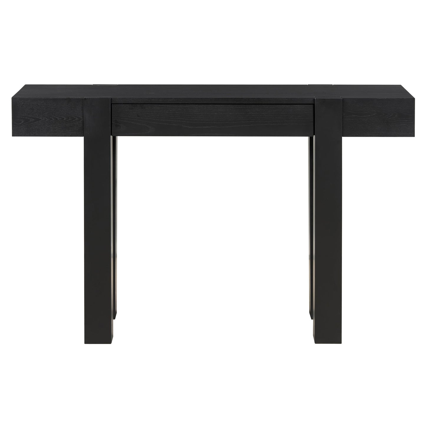 TREXM Rustic Minimalist Console Table with Hidden Drawer, Side Power Outlet