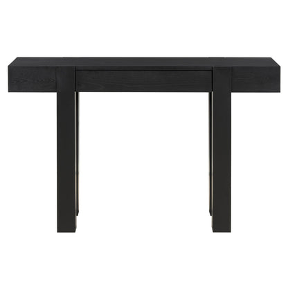 TREXM Rustic Minimalist Console Table with Hidden Drawer, Side Power Outlet