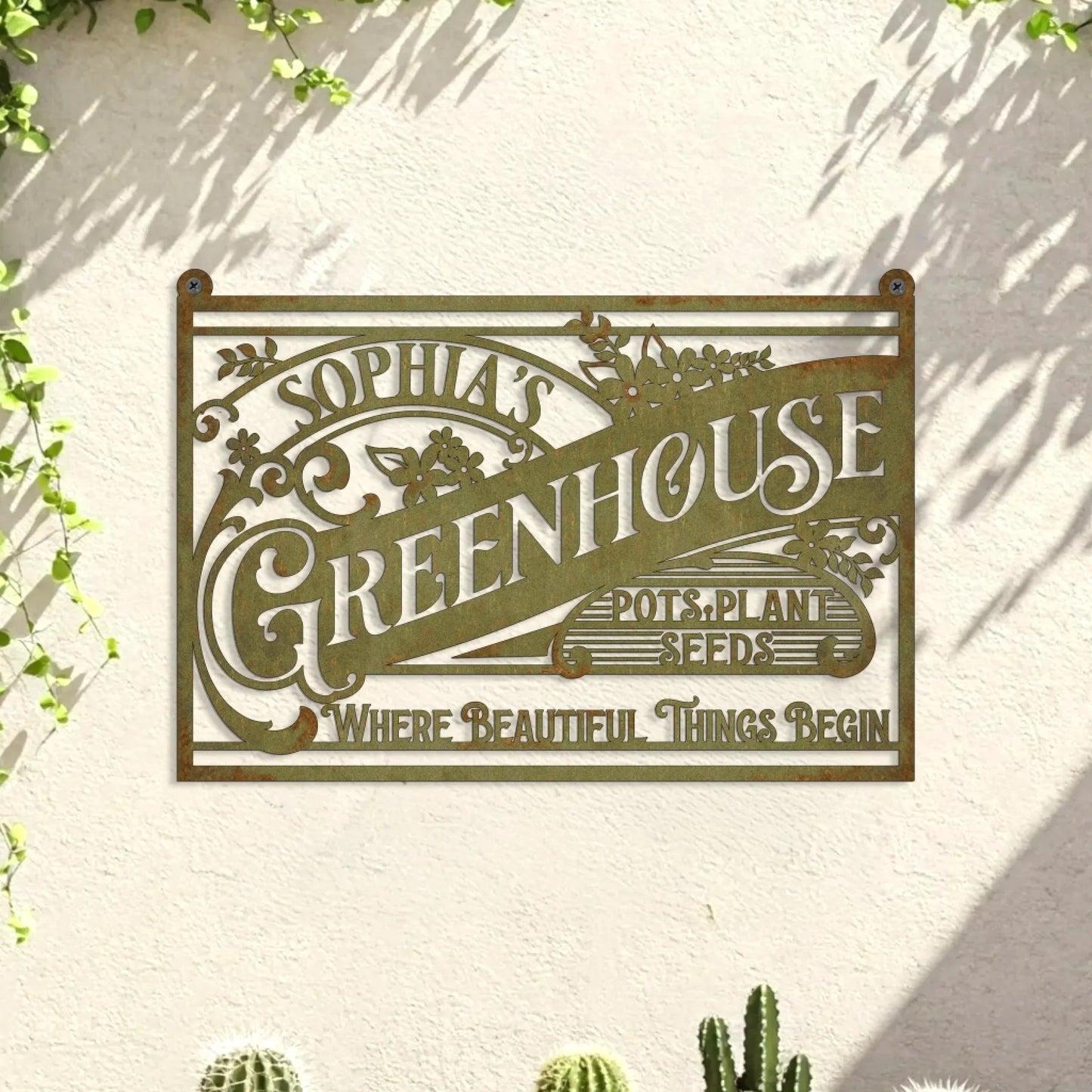 Personalized Greenhouse Metal Sign - Gift Idea For Garden Lovers - Where Beautiful Things Begin