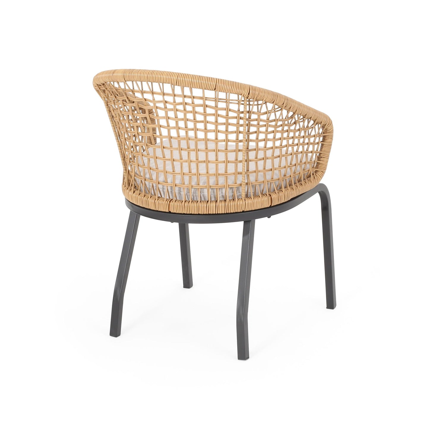 Outdoor Wicker Chair with Powder Coated Iron Legs
