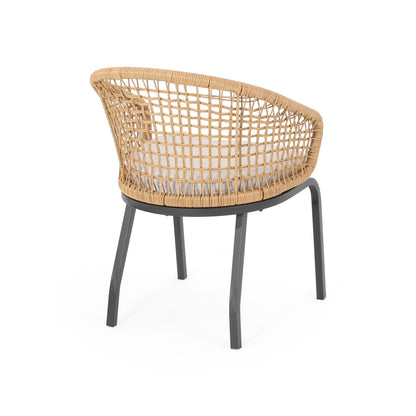 Outdoor Wicker Chair with Powder Coated Iron Legs