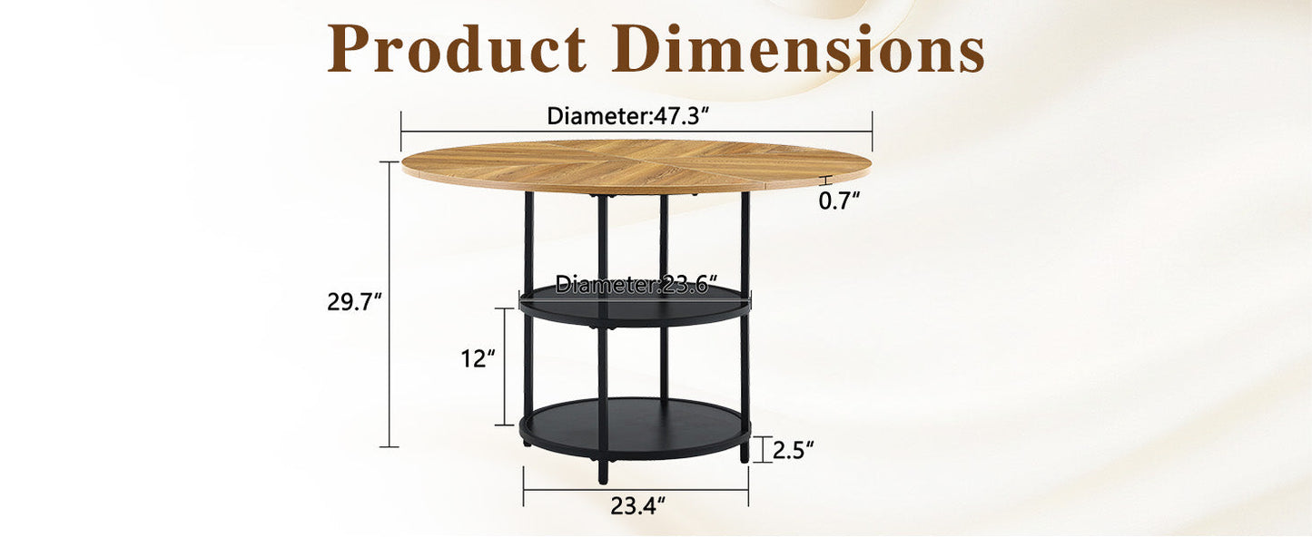 47.3-Inch Diameter Modern Splicing Circular Dining Table