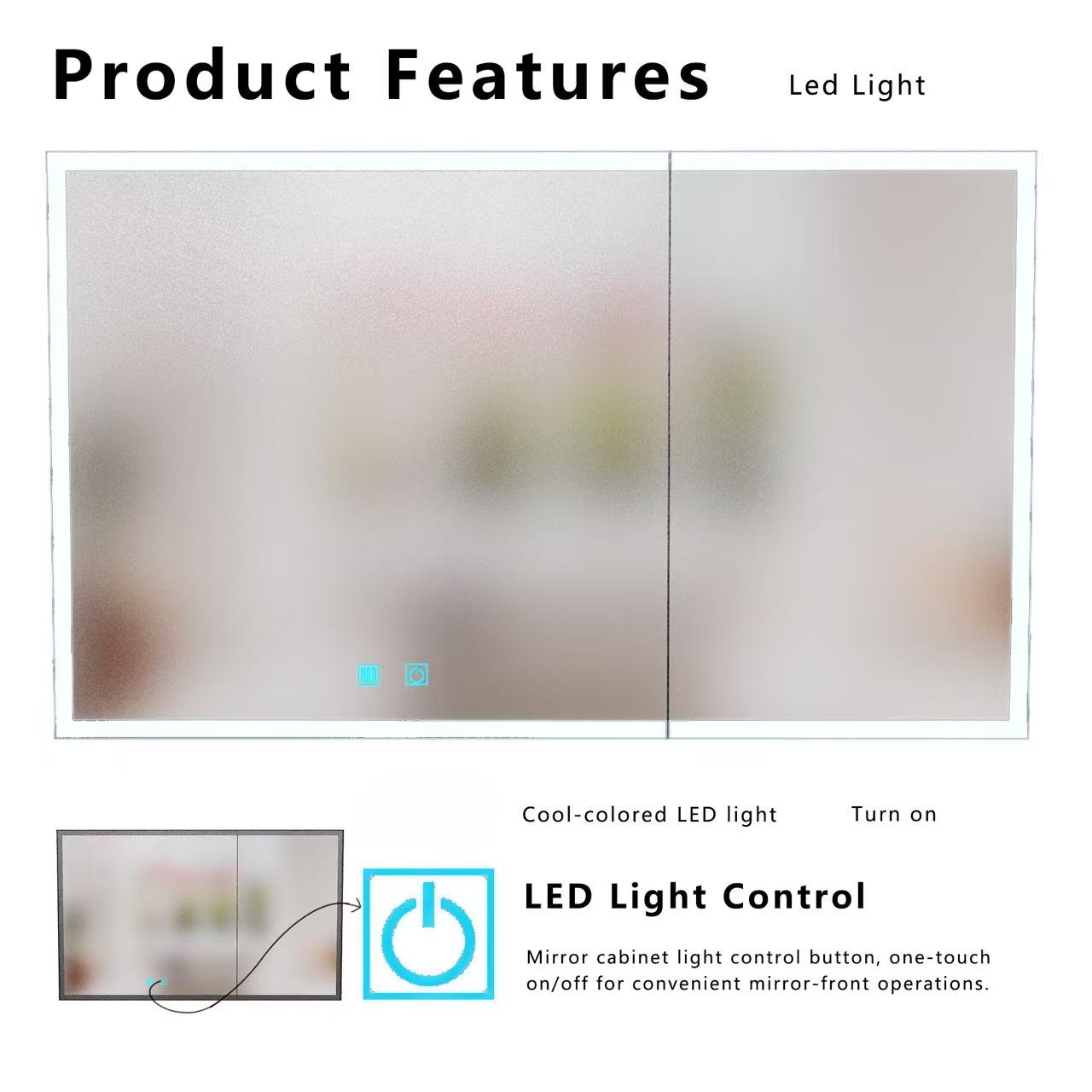 LED Bathroom Medicine Cabinet with Single-Color