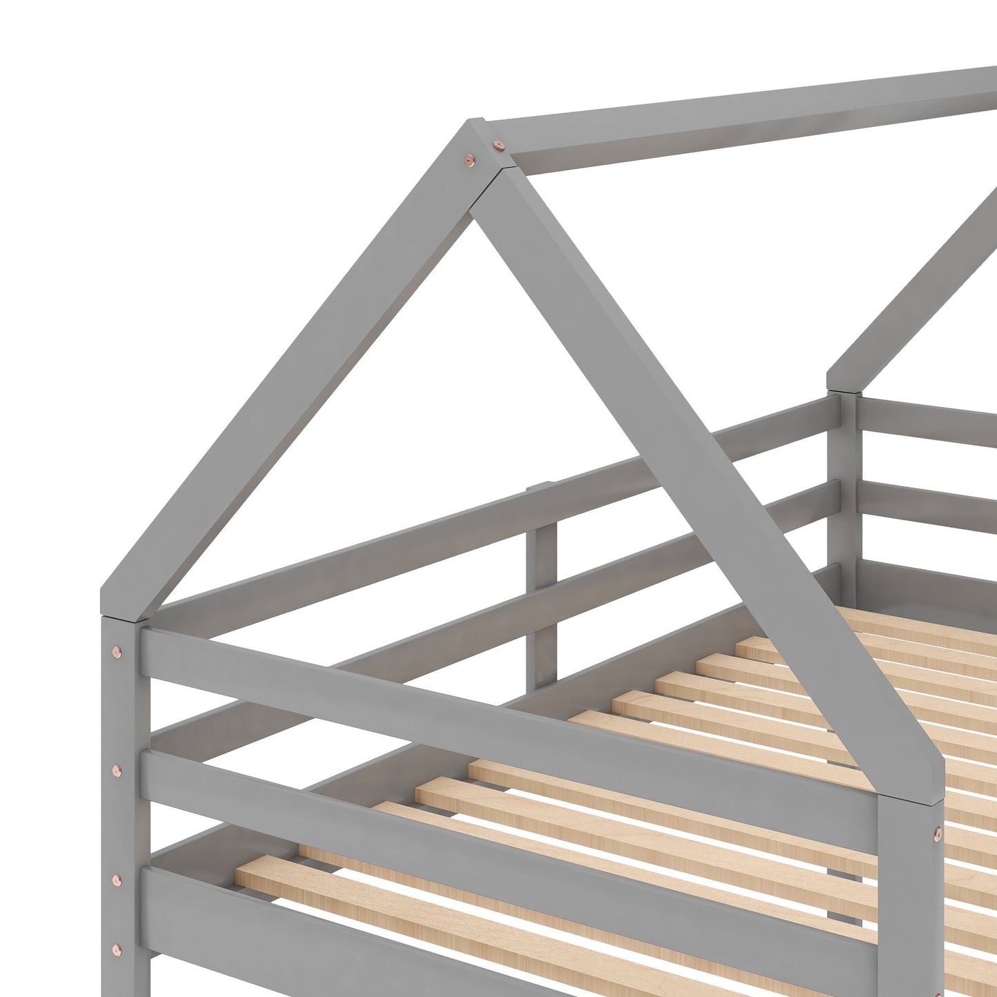 Low Bunk Bed With House Shaped Frame And Ladder