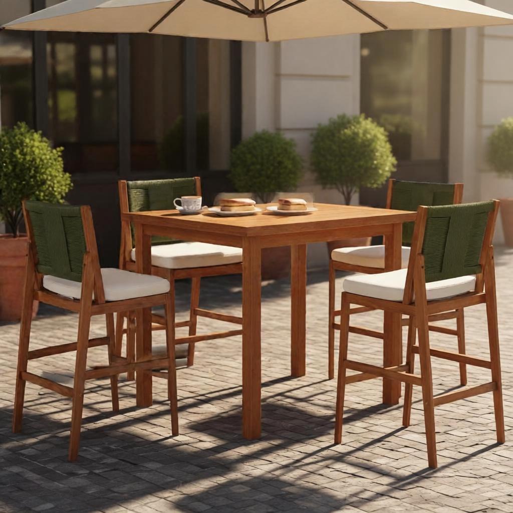 4 Pieces Arly Green Outdoor Bar Stool Set