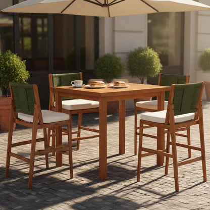 4 Pieces Arly Green Outdoor Bar Stool Set