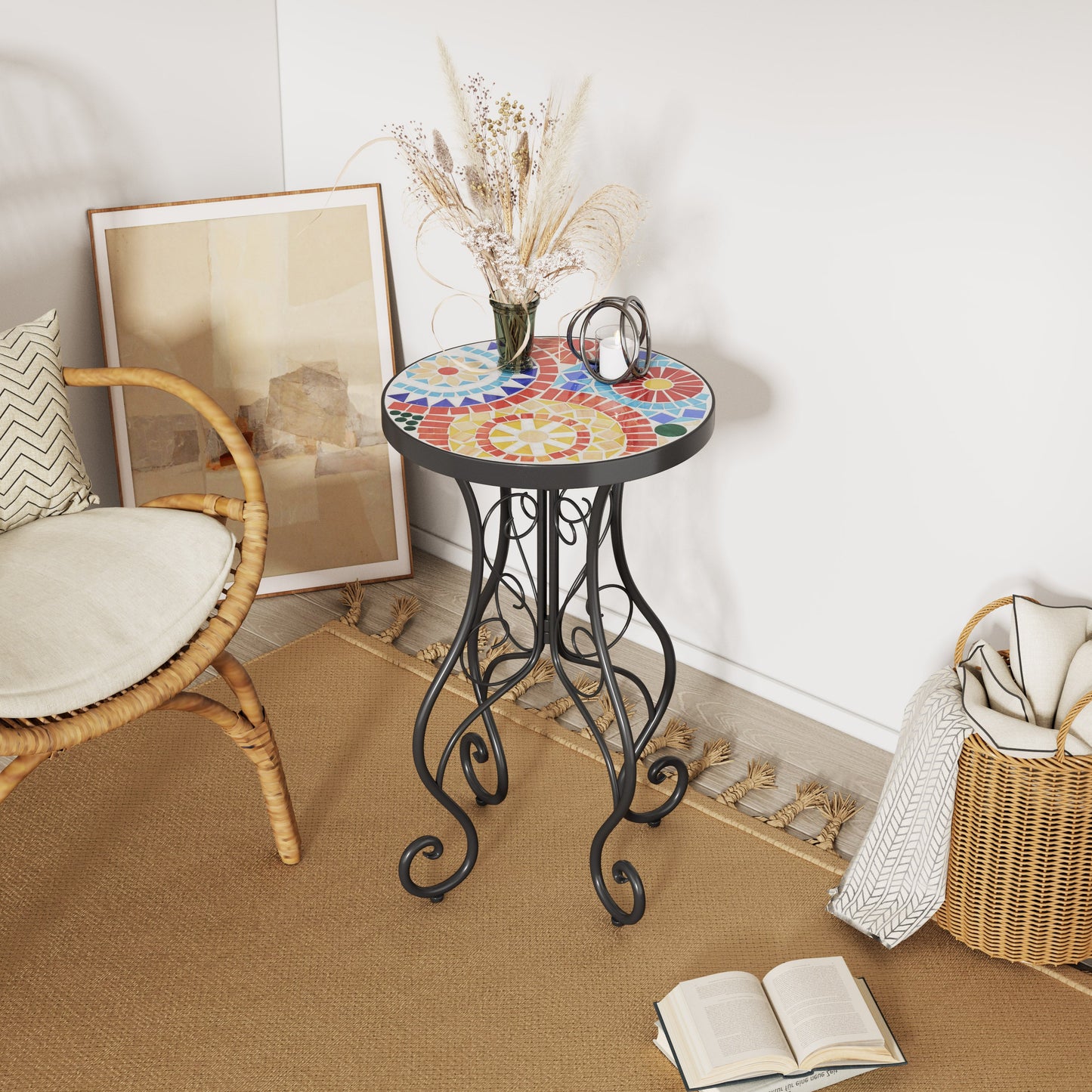 Outdoor Side Table, Colorful+Black