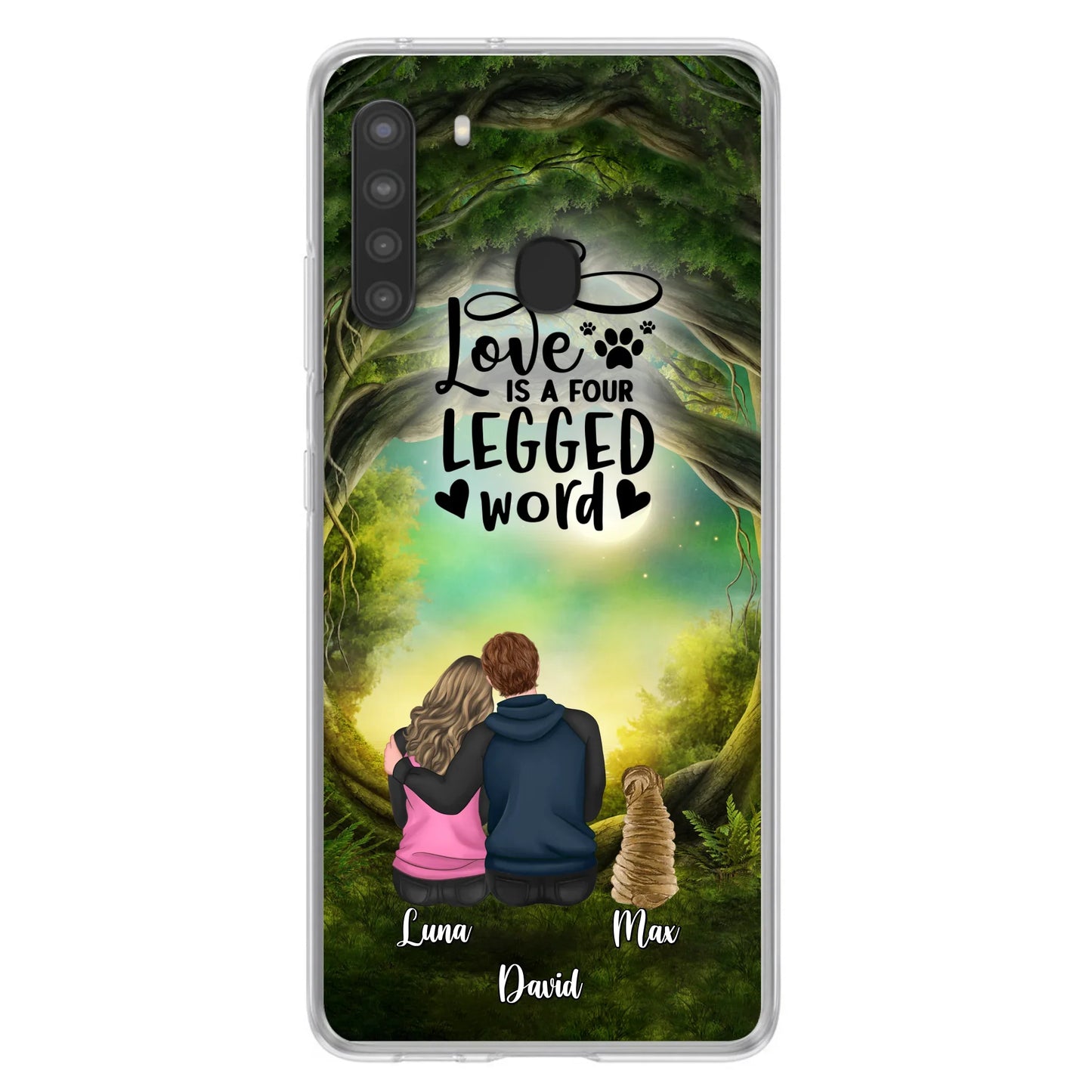 Custom Personalized Couple And Dogs Phone Case - Couple With Upto 5 Dogs - Gift Idea For Couple/Dog Lover - Case For iPhone And Samsung