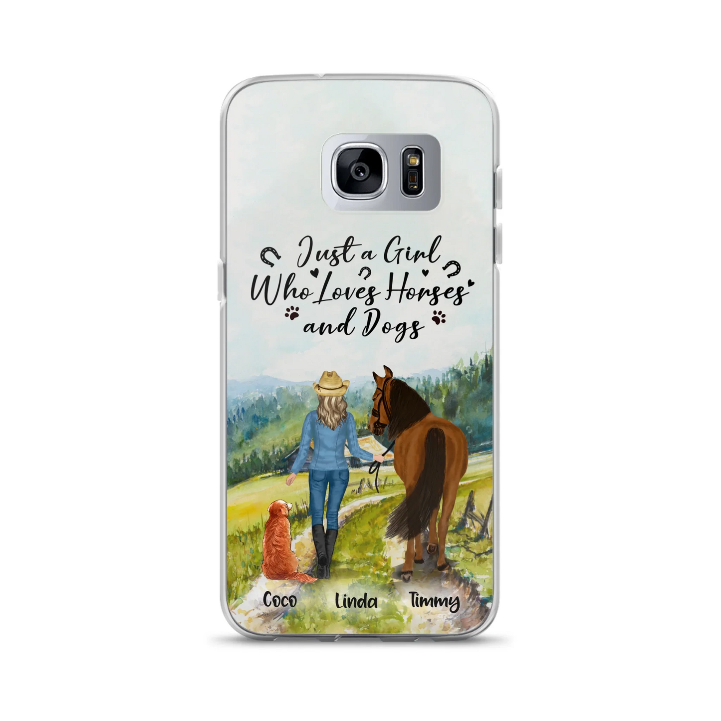 Personalized Horse And Dog Phone Case - Man/Woman/Girl/Boy With Upto 2 Horses And 4 Dogs - Gift For Horse/Dog Lover - Case For iPhone And Samsung