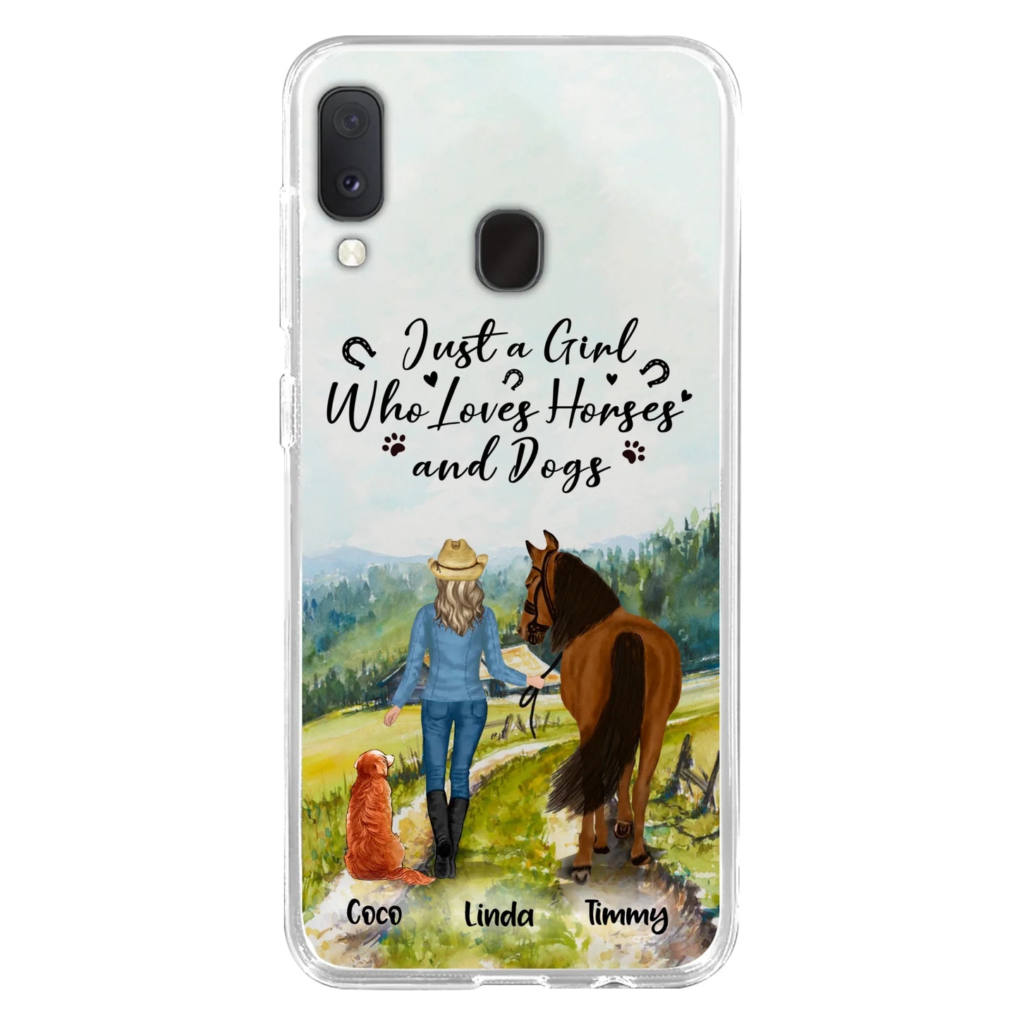 Personalized Horse And Dog Phone Case - Man/Woman/Girl/Boy With Upto 2 Horses And 4 Dogs - Gift For Horse/Dog Lover - Case For iPhone And Samsung