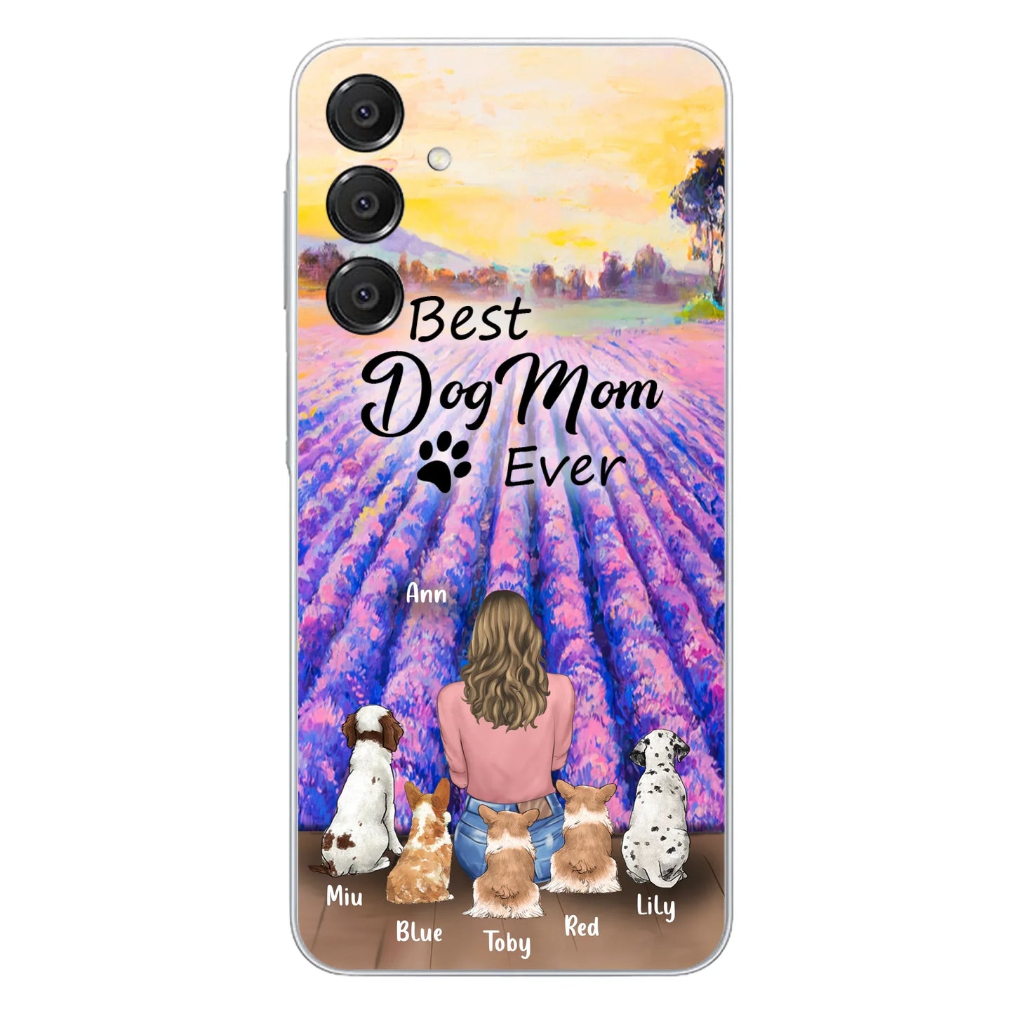 Custom Personalized Dog Mom With Flowers Background Phone Case - Gifts For Dog Lovers With 5 Dogs - You Had Me At Woof - Case For iPhone and Samsung - L4E2ZU
