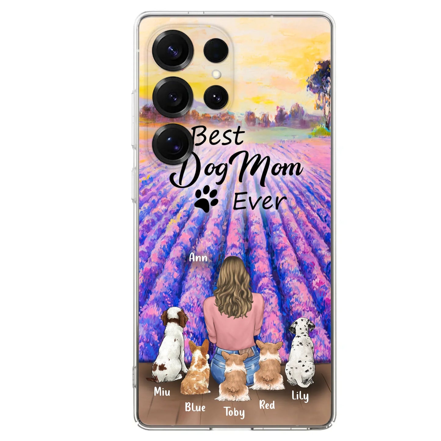 Custom Personalized Dog Mom With Flowers Background Phone Case - Gifts For Dog Lovers With 5 Dogs - You Had Me At Woof - Case For iPhone and Samsung - L4E2ZU