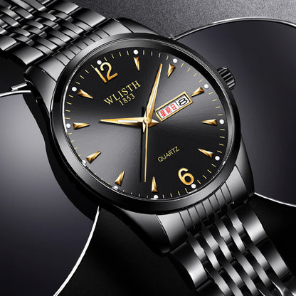 Luminous Waterproof Leather-Strap Quartz Watch For Men