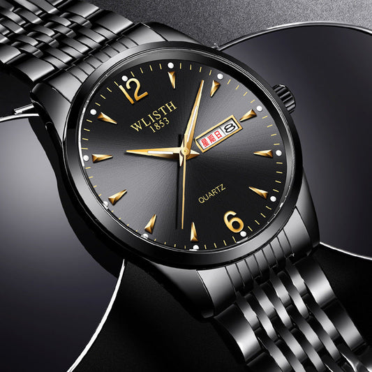 Luminous Waterproof Leather-Strap Quartz Watch For Men