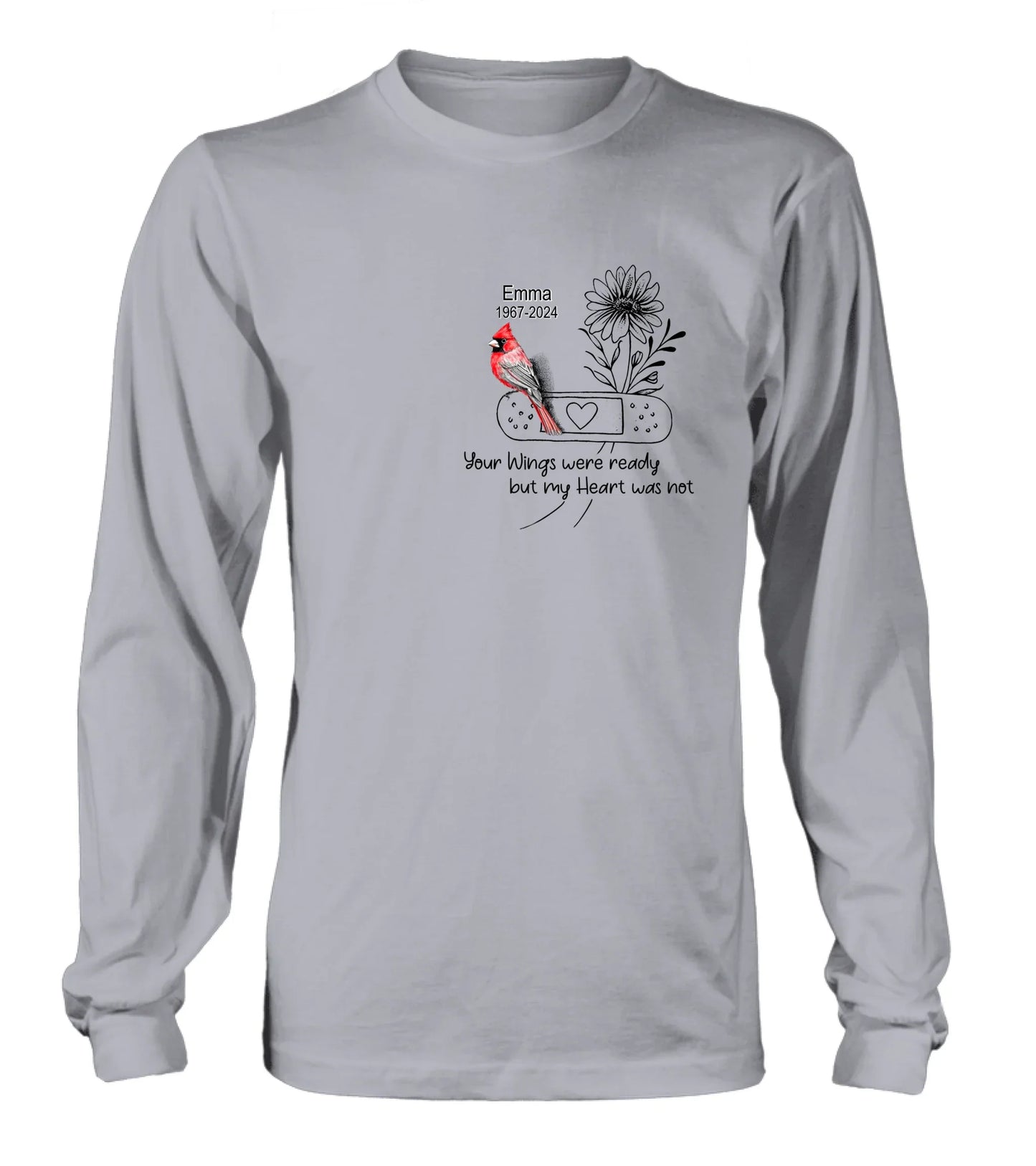 Personalized Memorial Cardinal Unisex T-shirt/Long Sleeve/Sweatshirt/Hoodie - Memorial Gift Idea - Your Wings Were Ready But My Heart Was Not