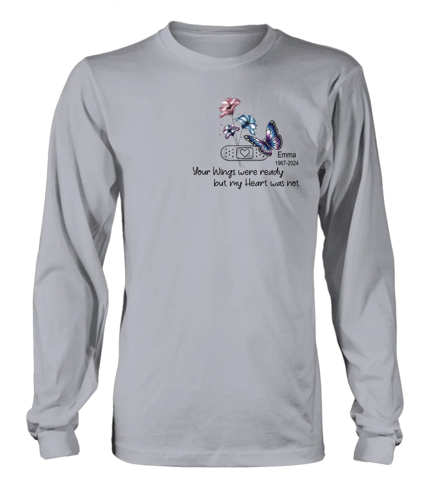 Personalized Memorial Butterfly Shirt/Hoodie - Up to 3 Butterflies - Memorial Gift Idea - Your Wings Were Ready But My Heart Was Not
