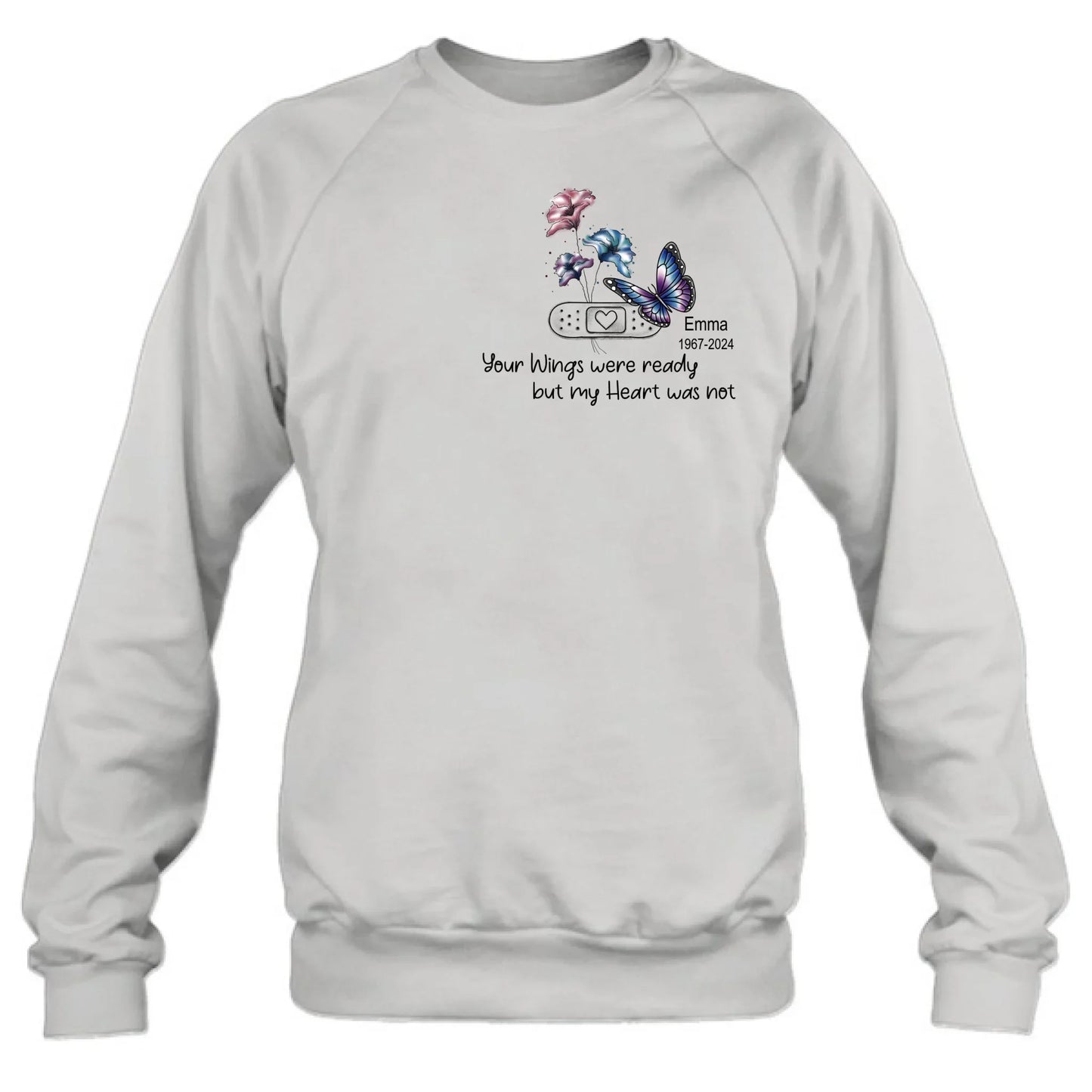 Personalized Memorial Butterfly Shirt/Hoodie - Up to 3 Butterflies - Memorial Gift Idea - Your Wings Were Ready But My Heart Was Not